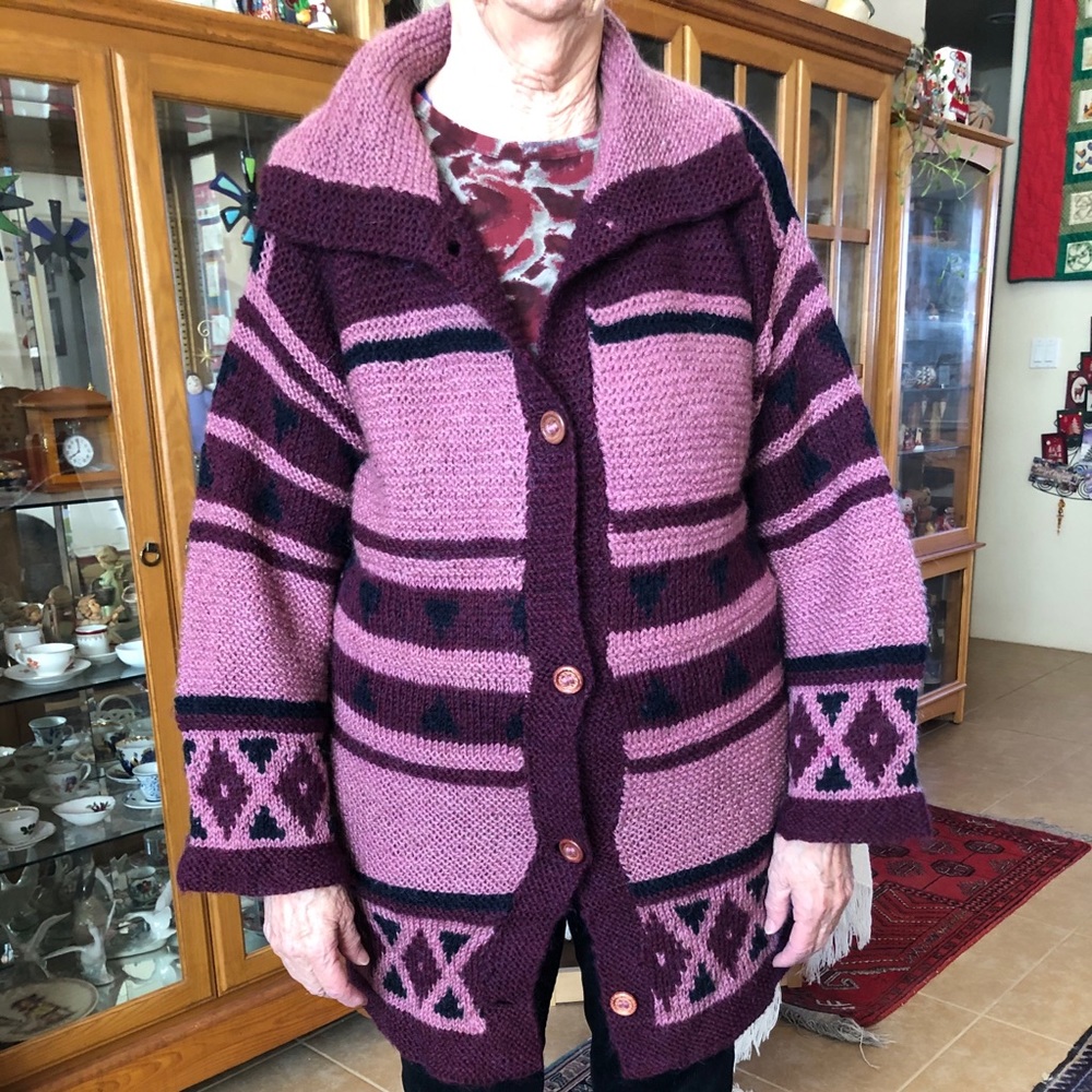 Vintage Hand Knit Wool Sweater - Picture 3 of 6